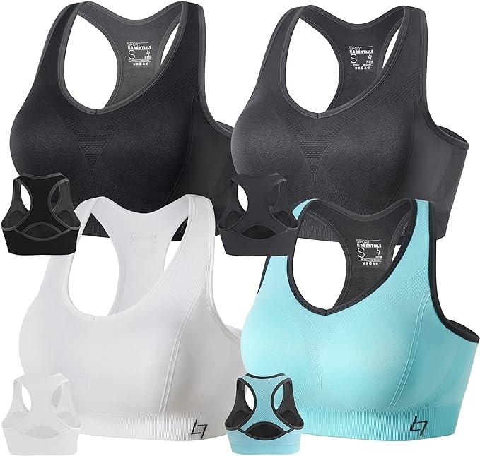 FITTIN Racerback Sports Bras for Women Padded Seamless High Impact Support for Yoga Gym Workout Fitness